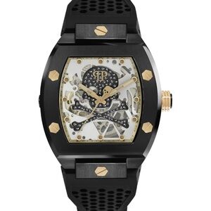 Philipp Plein Black and Gold Skull Skeleton Men's Watch